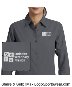 CVM Women's Button Down - Gray Design Zoom